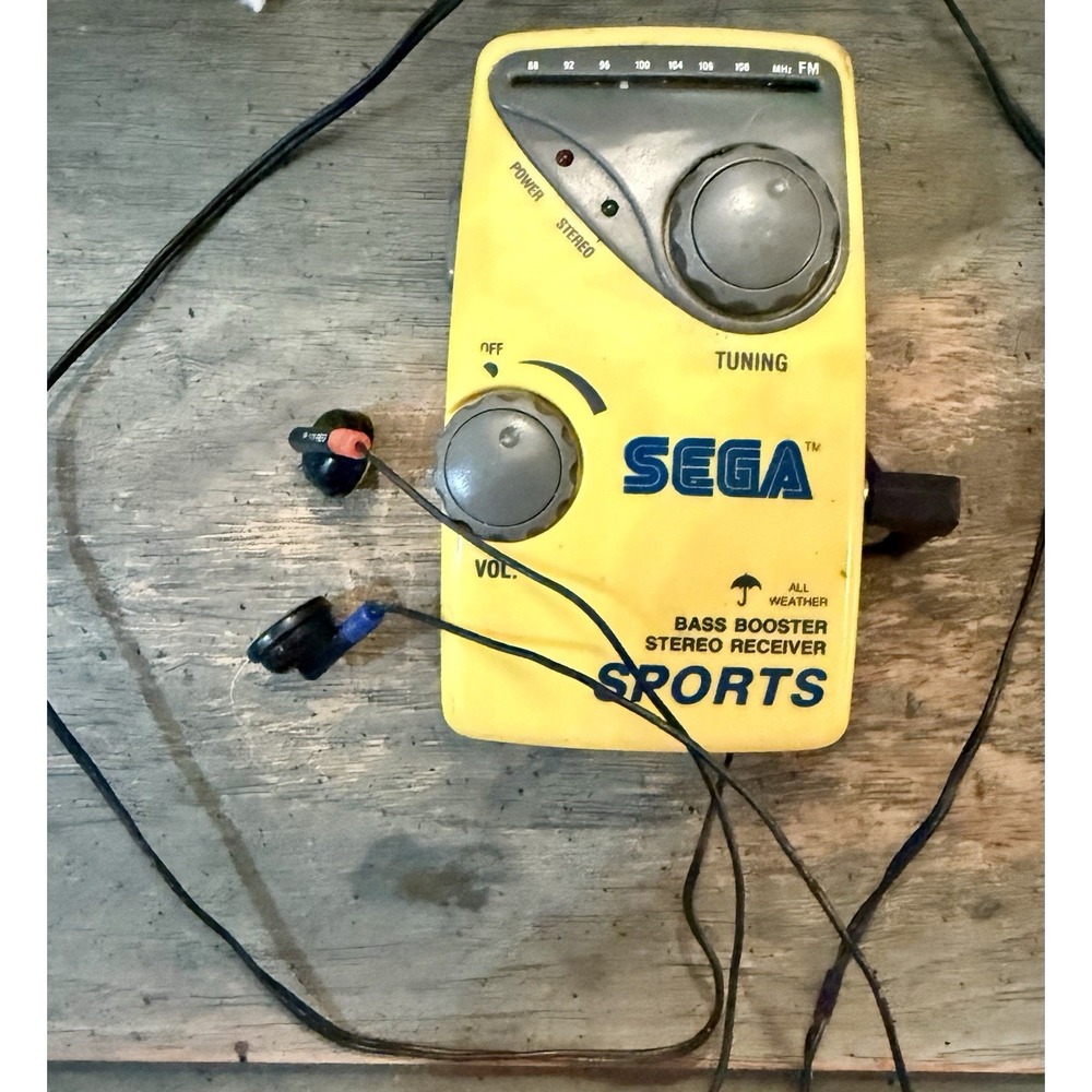 Vintage SEGA Sports FM Stereo Receiver Bass Booster Walkman Radio Works